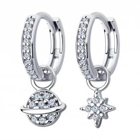 Серебряные серьги-трансформеры SOKOLOV с фианитом 94025068-91 94025068-91 фото