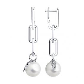 Серебряные серьги SOKOLOV 94025069 с жемчугом 94025069 фото