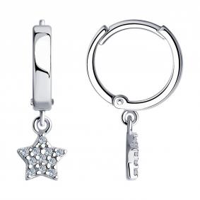 Серебряные серьги SOKOLOV 94025082 с фианитом 94025082 фото