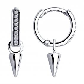 Серебряные серьги-трансформеры SOKOLOV с фианитом 94025083 94025083 фото
