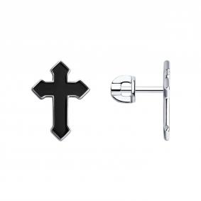 Серебряные серьги Крест SOKOLOV с эмалью 94025120 94025120 фото