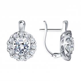 Серебряные серьги SOKOLOV 94025223 с фианитом 94025223 фото