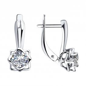 Серебряные серьги SOKOLOV 94025255-91 с фианитом 94025255-91 фото