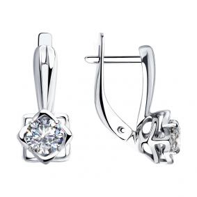 Серебряные серьги SOKOLOV 94025255 с фианитом 94025255 фото