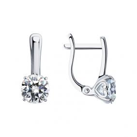 Серебряные серьги SOKOLOV 94025263 с фианитом 94025263 фото
