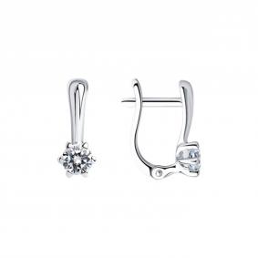 Серебряные серьги SOKOLOV 94025264-91 с фианитом 94025264-91 фото
