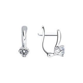 Серебряные серьги SOKOLOV 94025265 с фианитом 94025265 фото