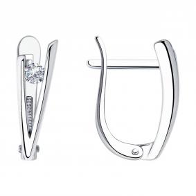 Серебряные серьги SOKOLOV 94025335 с фианитом 94025335 фото