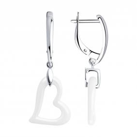 Серебряные серьги SOKOLOV 94025624 с керамикой 94025624 фото