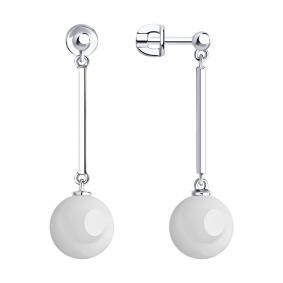 Серебряные серьги SOKOLOV 94025644 с керамикой 94025644 фото