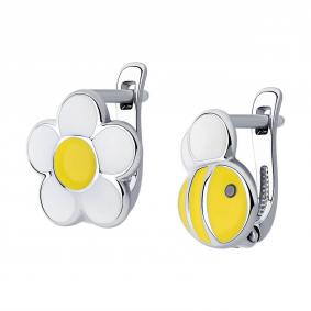 Серебряные серьги SOKOLOV 94025649-91 с эмалью 94025649-91 фото