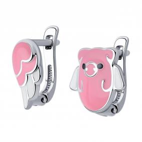 Серебряные серьги SOKOLOV 94025650 с эмалью 94025650 фото