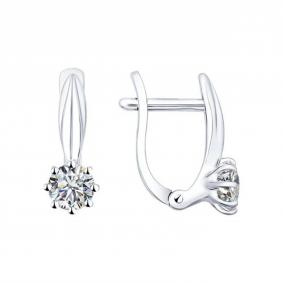 Серебряные серьги SOKOLOV 94025656 с фианитом 94025656 фото