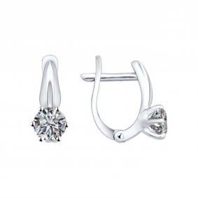 Серебряные серьги SOKOLOV 94025657 с фианитом 94025657 фото