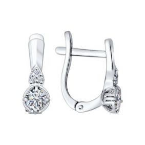 Серебряные серьги SOKOLOV 94025660 с фианитом 94025660 фото