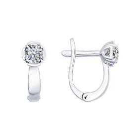 Серебряные серьги SOKOLOV 94025664 с фианитом 94025664 фото