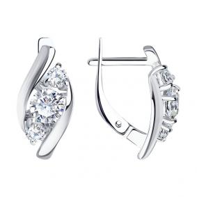 Серебряные серьги SOKOLOV 94025669 с фианитом 94025669 фото