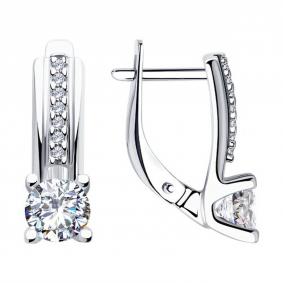 Серебряные серьги SOKOLOV 94025674 с фианитом 94025674 фото