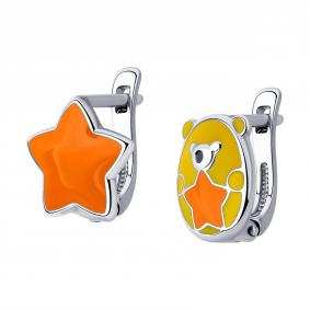 Серебряные серьги SOKOLOV 94025693 с эмалью 94025693 фото