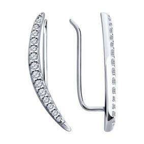 Серебряные серьги SOKOLOV 94025695-91 с фианитом 94025695-91 фото