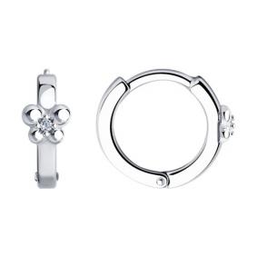 Серебряные серьги SOKOLOV 94025743 с фианитом 94025743 фото