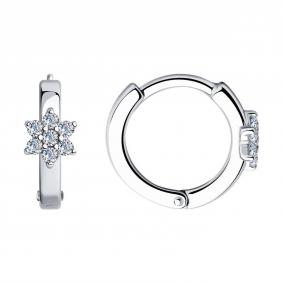 Серебряные серьги SOKOLOV 94025744-91 с фианитом 94025744-91 фото