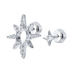 Серебряные серьги SOKOLOV 94025746 с фианитом 94025746 фото