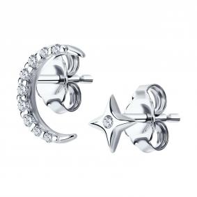 Серебряные серьги SOKOLOV 94025747-91 с фианитом 94025747-91 фото