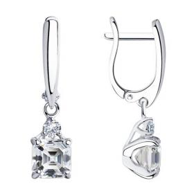 Серебряные серьги SOKOLOV 94025753 с фианитом 94025753 фото