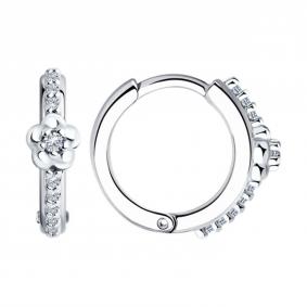 Серебряные серьги SOKOLOV 94025755-91 с фианитом 94025755-91 фото