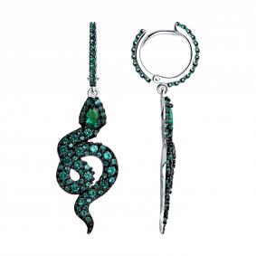 Серебряные серьги Символ года Змея SOKOLOV с фианитом 94025756 94025756 фото