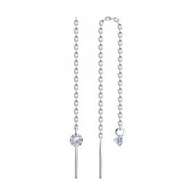 Серебряные серьги SOKOLOV 94025760 с фианитом 94025760 фото