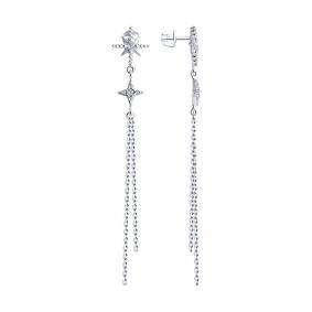 Серебряные серьги SOKOLOV 94025761 с фианитом 94025761 фото