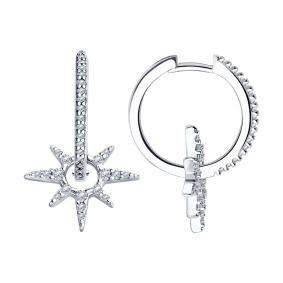 Серебряные серьги-трансформеры SOKOLOV с фианитом 94025766 94025766 фото