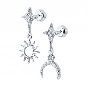 Серебряные серьги SOKOLOV 94025767 с фианитом 94025767 фото