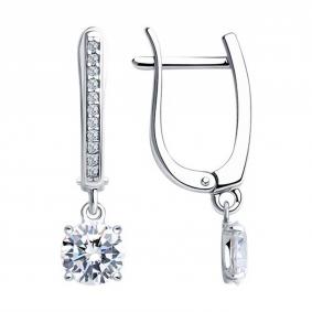 Серебряные серьги SOKOLOV 94025771 с фианитом 94025771 фото