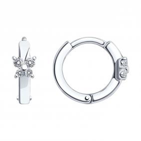Серебряные серьги SOKOLOV 94025781 с фианитом 94025781 фото