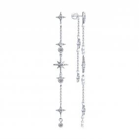 Серебряные серьги SOKOLOV 94025783 с фианитом 94025783 фото