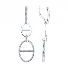 Серебряные серьги SOKOLOV 94025793 с фианитом 94025793 фото