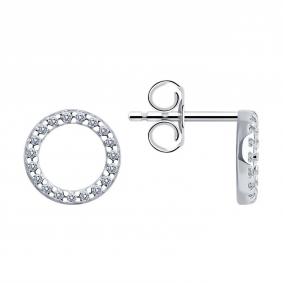 Серебряные серьги SOKOLOV 94025799-91 с фианитом 94025799-91 фото