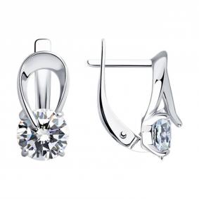 Серебряные серьги SOKOLOV 94025800-91 с фианитом 94025800-91 фото