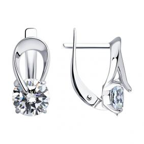 Серебряные серьги SOKOLOV 94025800 с фианитом 94025800 фото