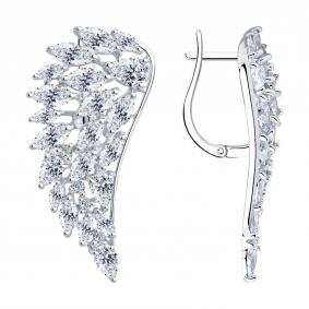 Серебряные серьги SOKOLOV 94025804 с фианитом 94025804 фото