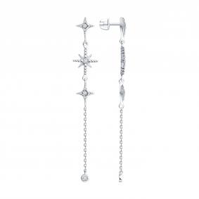 Серебряные серьги SOKOLOV 94025805 с фианитом 94025805 фото