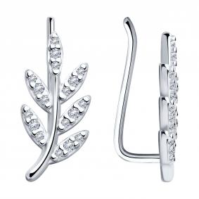 Серебряные серьги SOKOLOV 94025806 с фианитом 94025806 фото