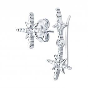 Серебряные серьги SOKOLOV 94025811-91 с фианитом 94025811-91 фото