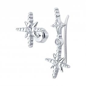 Серебряные серьги SOKOLOV 94025811 с фианитом 94025811 фото