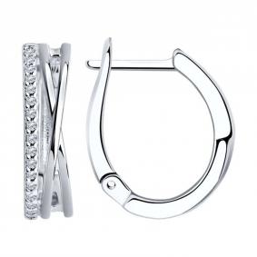 Серебряные серьги SOKOLOV 94025820 с фианитом 94025820 фото