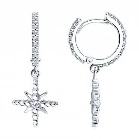 Серебряные серьги SOKOLOV 94025821-91 с фианитом 94025821-91 фото