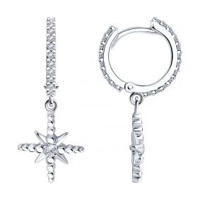 Серебряные серьги SOKOLOV 94025821 с фианитом 94025821 фото